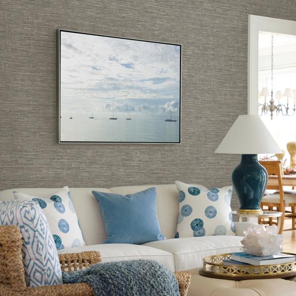 A Street Prints Tiverton Charcoal Faux Grasscloth Wallpaper