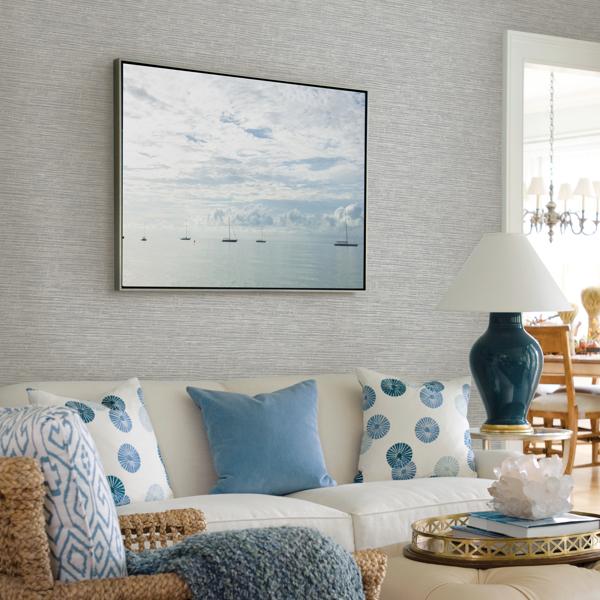 A Street Prints Tiverton Grey Faux Grasscloth Wallpaper