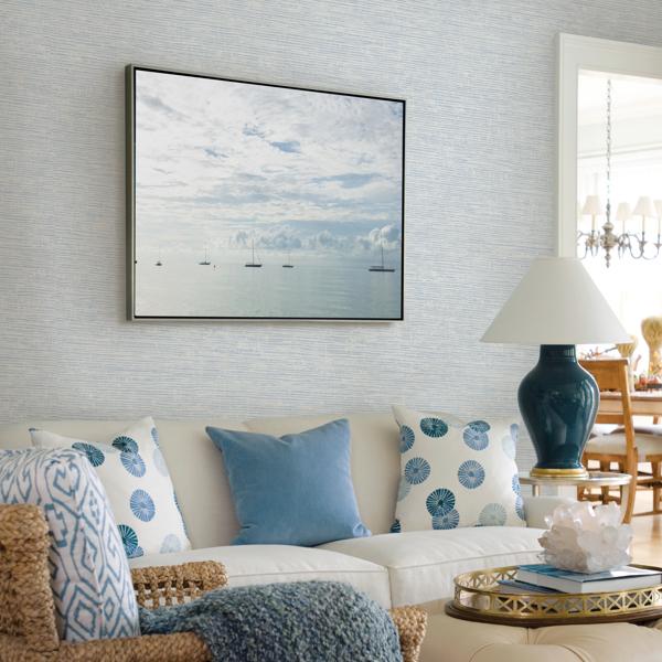A Street Prints Tiverton Sky Blue Faux Grasscloth Wallpaper