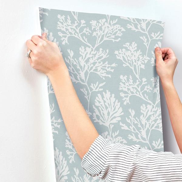 A Street Prints Tortuga Sky Blue Coral Weave Wallpaper