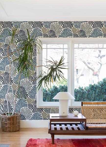 A Street Prints Trousdale Dark Blue Fanning Flora Wallpaper By Scott Living