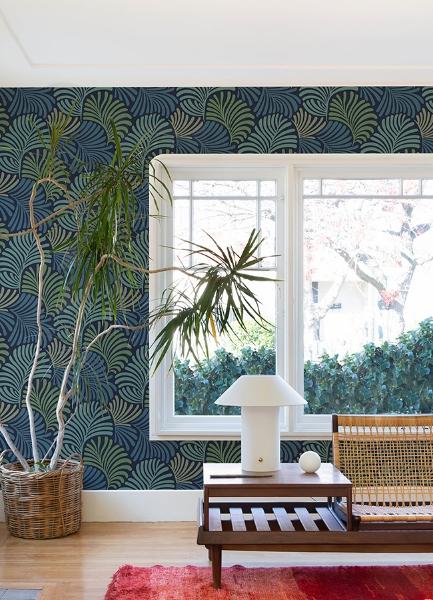A Street Prints Trousdale Navy Fanning Flora Wallpaper By Scott Living