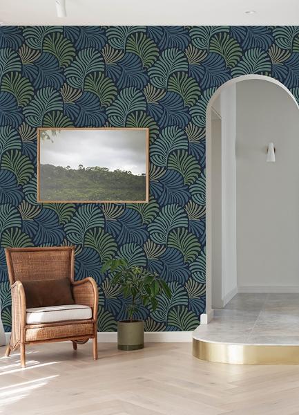 A Street Prints Trousdale Navy Fanning Flora Wallpaper By Scott Living