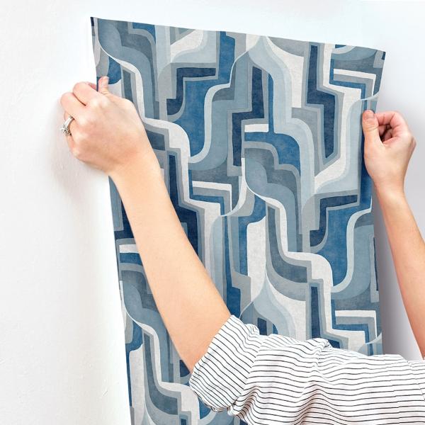 A Street Prints Tulum Blue Surreal Shapes Wallpaper