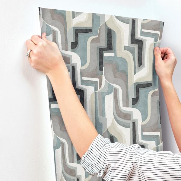 A Street Prints Tulum Denim Surreal Shapes Wallpaper