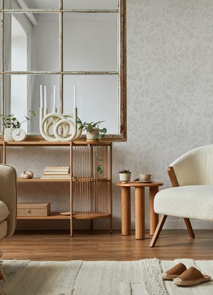 A Street Prints Turi Light Grey Twining Vines Wallpaper