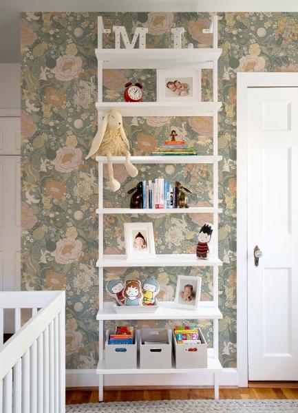 A Street Prints Växa Slate Rabbits & Rosehips Wallpaper