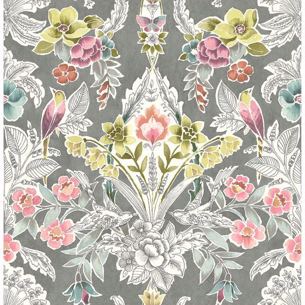 a street prints Vera Multicolor Floral Damask Wallpaper