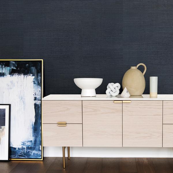 A Street Prints Victoria Indigo Grasscloth Wallpaper