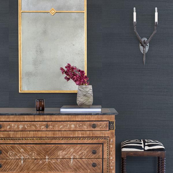 A Street Prints Victoria Indigo Sisal Grasscloth Wallpaper