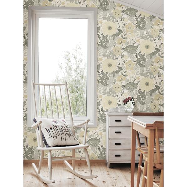 A Street Prints Victoria Pastel Floral Nouveau Wallpaper