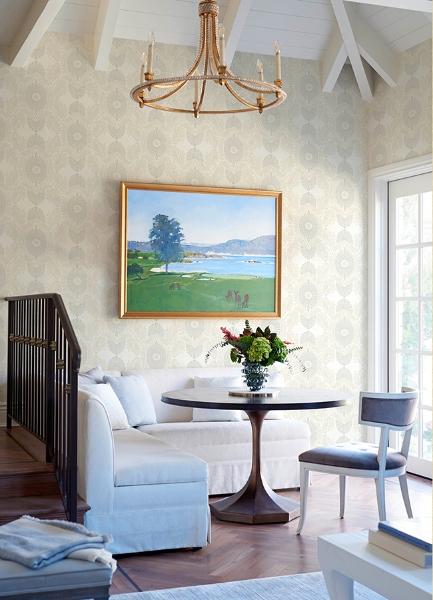 A Street Prints Villa Bone Embellished Ogee Wallpaper