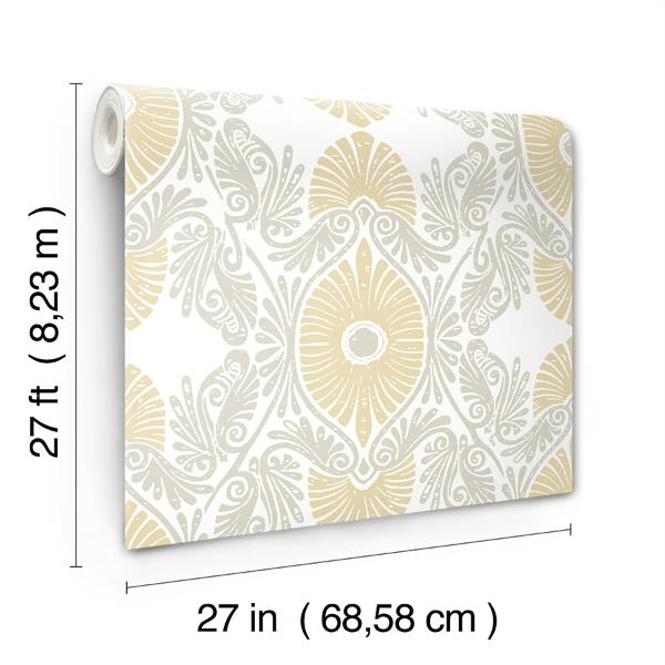 A Street Prints Villa Light Yellow Embellished Ogee Wallpaper