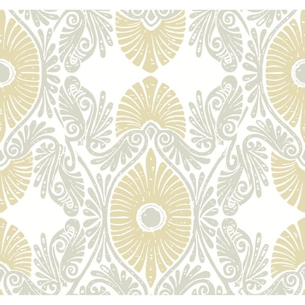 a street prints Villa Light Yellow Embellished Ogee Wallpaper
