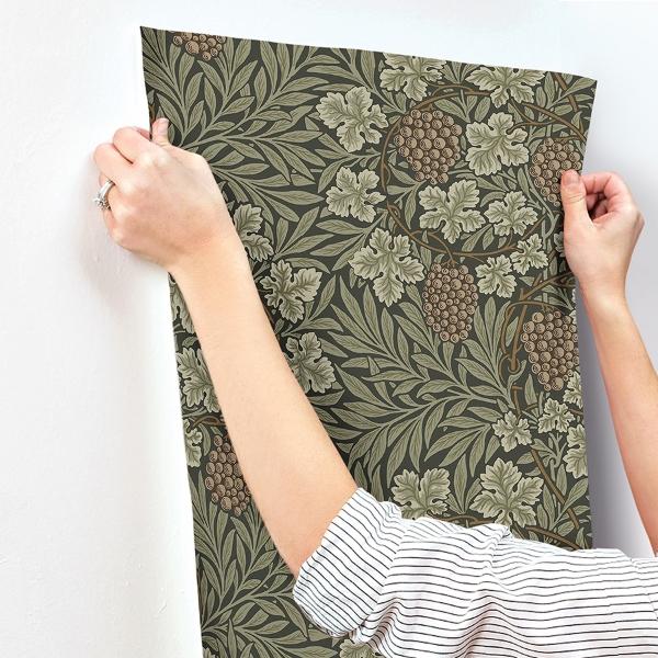 A Street Prints Vine Dark Green Woodland Fruits Wallpaper