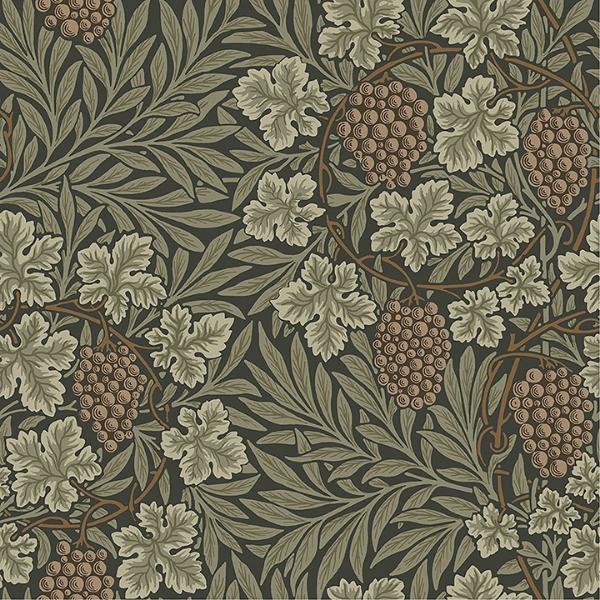 a street prints Vine Dark Green Woodland Fruits Wallpaper