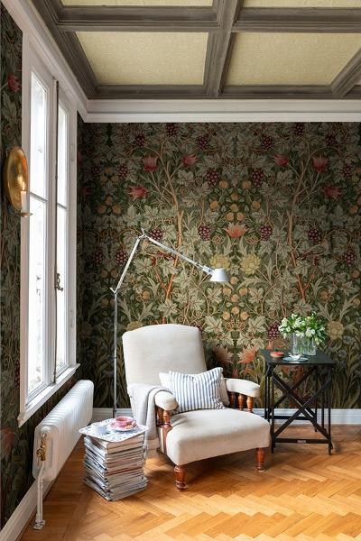 A Street Prints Vine Embroidery Dark Green Wall Mural