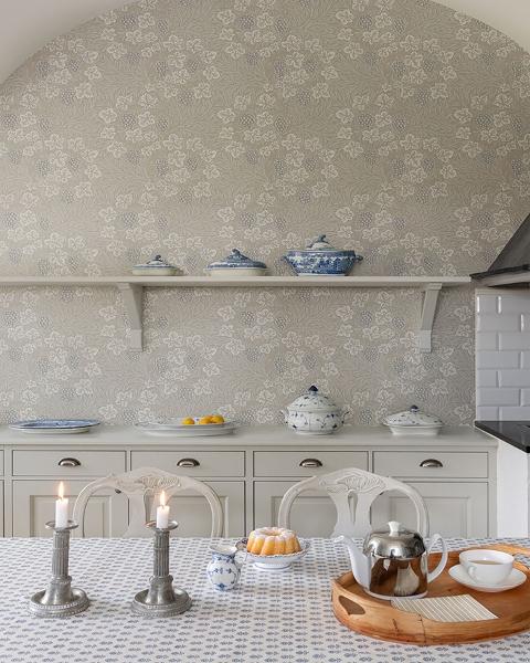 A Street Prints Vine Light Grey Woodland Fruits Wallpaper