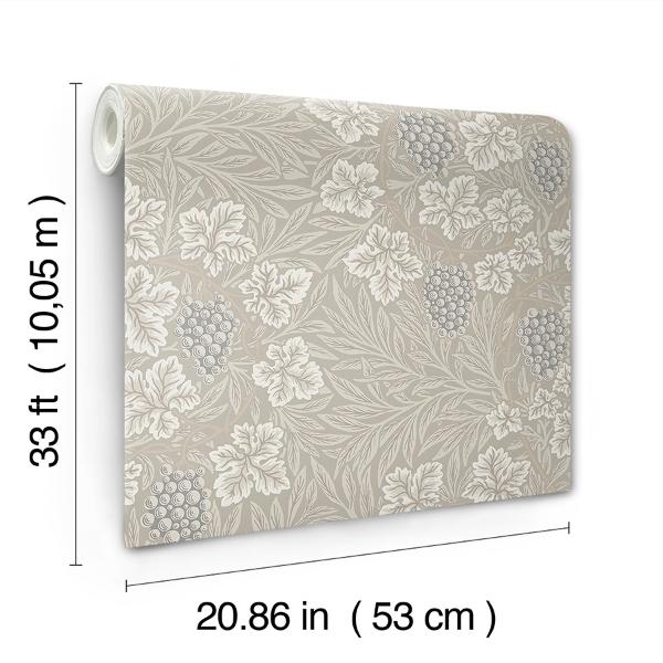 A Street Prints Vine Light Grey Woodland Fruits Wallpaper