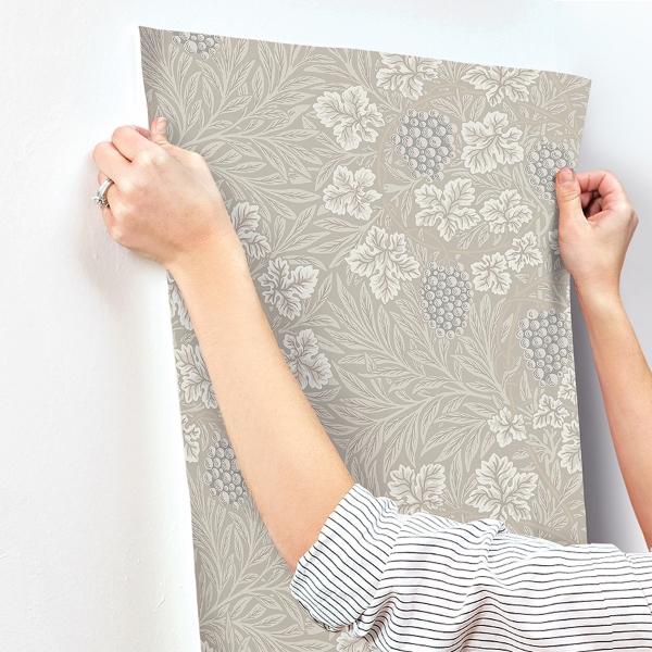 A Street Prints Vine Light Grey Woodland Fruits Wallpaper