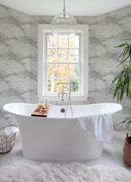 A Street Prints Vision Grey Stipple Clouds Wallpaper