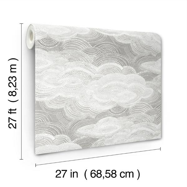 A Street Prints Vision Grey Stipple Clouds Wallpaper