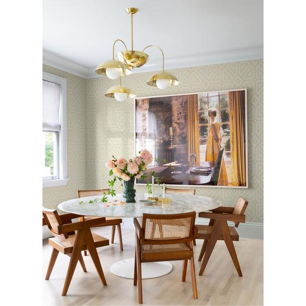 A Street Prints Voltaire Gold Beaded Geometric Wallpaper