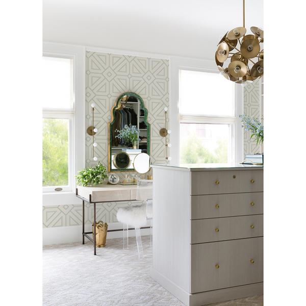 A Street Prints Voltaire Green Beaded Geometric Wallpaper