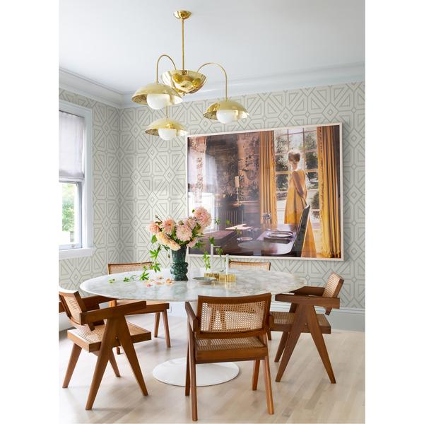 A Street Prints Voltaire Green Beaded Geometric Wallpaper