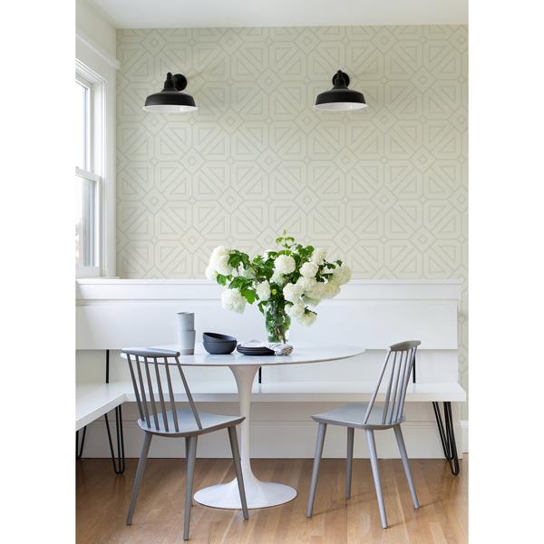 A Street Prints Voltaire Grey Beaded Geometric Wallpaper