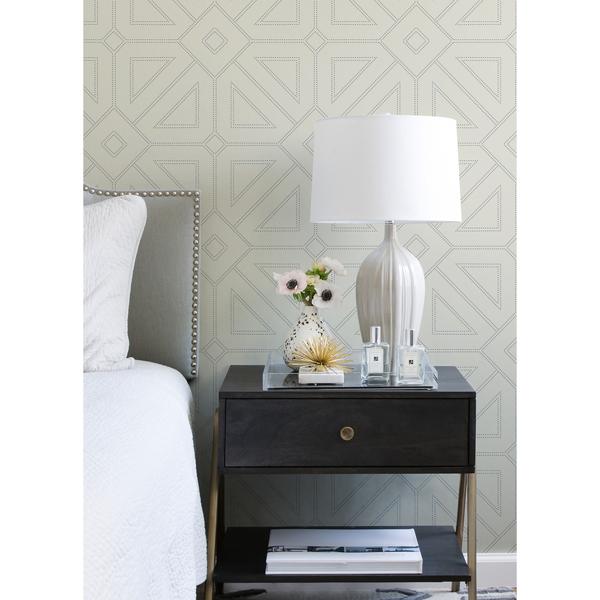 A Street Prints Voltaire Grey Beaded Geometric Wallpaper