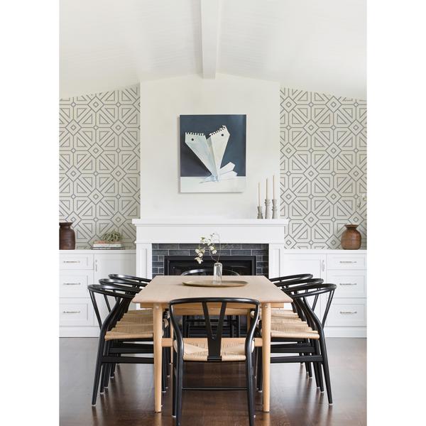 A Street Prints Voltaire Indigo Beaded Geometric Wallpaper