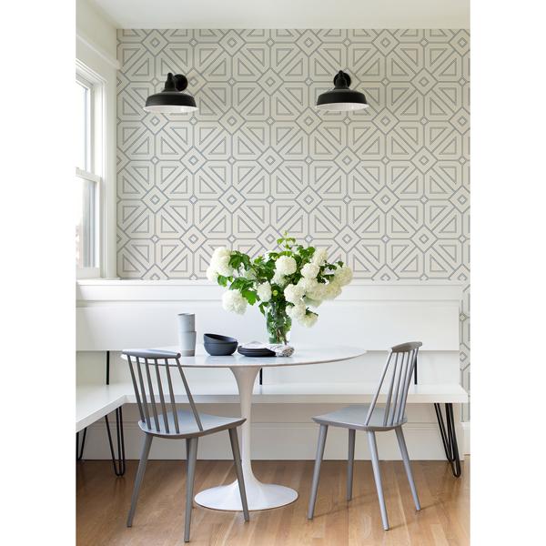 A Street Prints Voltaire Indigo Beaded Geometric Wallpaper