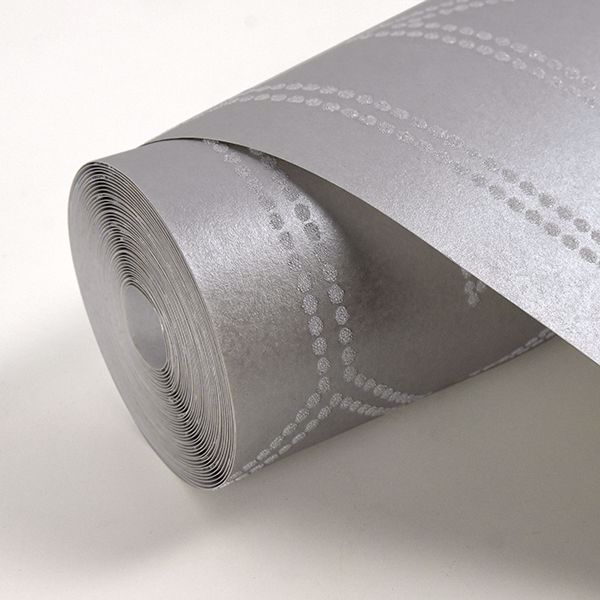 A Street Prints Voltaire Platinum Beaded Geometric Wallpaper