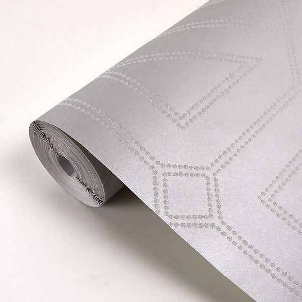 A Street Prints Voltaire Platinum Beaded Geometric Wallpaper