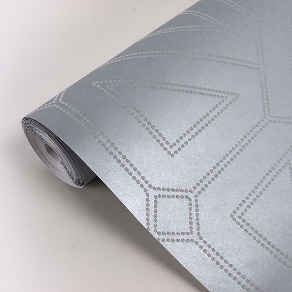 A Street Prints Voltaire Silver Beaded Geometric Wallpaper