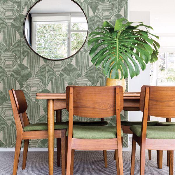 A Street Prints Westport Green Geometric Wallpaper- Scott Living