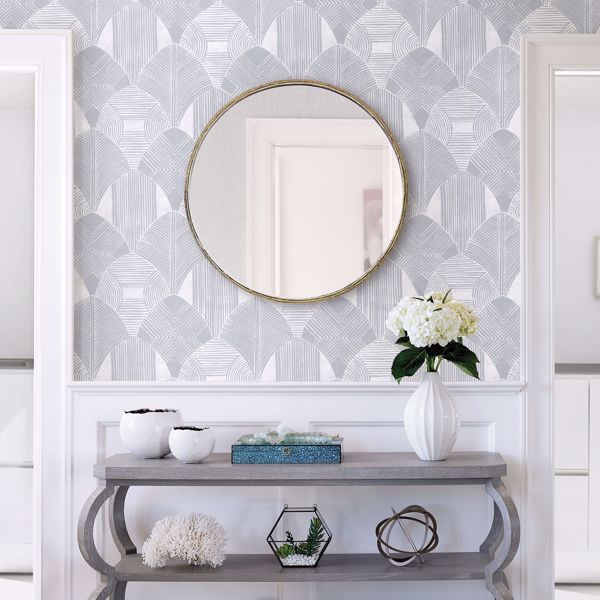 A Street Prints Westport Pewter Geometric Wallpaper- Scott Living