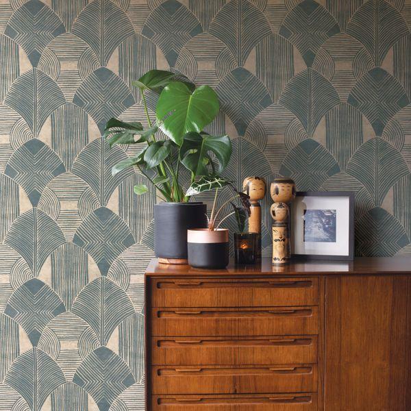 A Street Prints Westport Teal Geometric Wallpaper- Scott Living