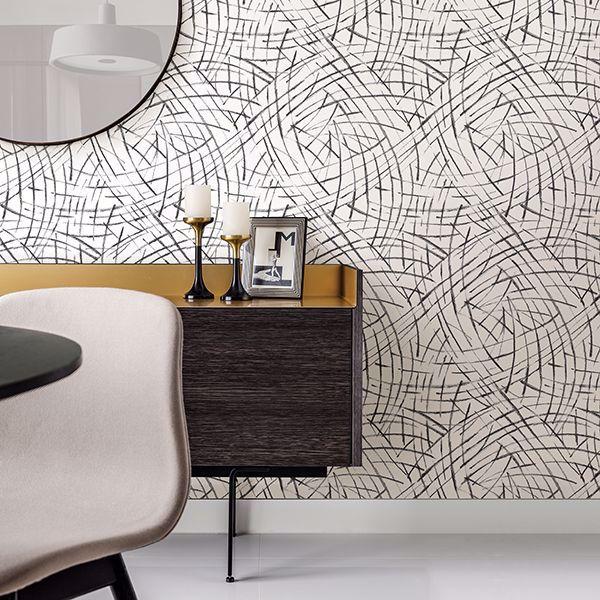 A Street Prints Willy Nilly Black Brushstrokes Wallpaper