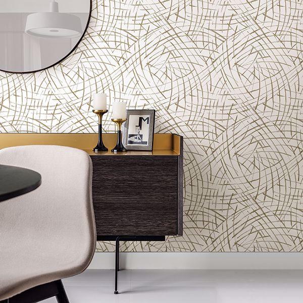 A Street Prints Willy Nilly Gold Brushstrokes Wallpaper