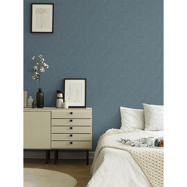 A Street Prints Wilma Blue Floral Block Print Wallpaper
