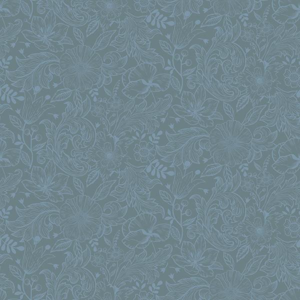 a street prints Wilma Blue Floral Block Print Wallpaper