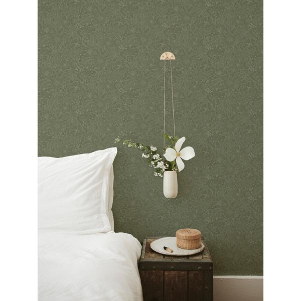 A Street Prints Wilma Green Floral Block Print Wallpaper