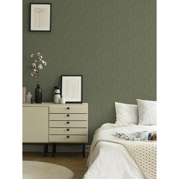 A Street Prints Wilma Green Floral Block Print Wallpaper
