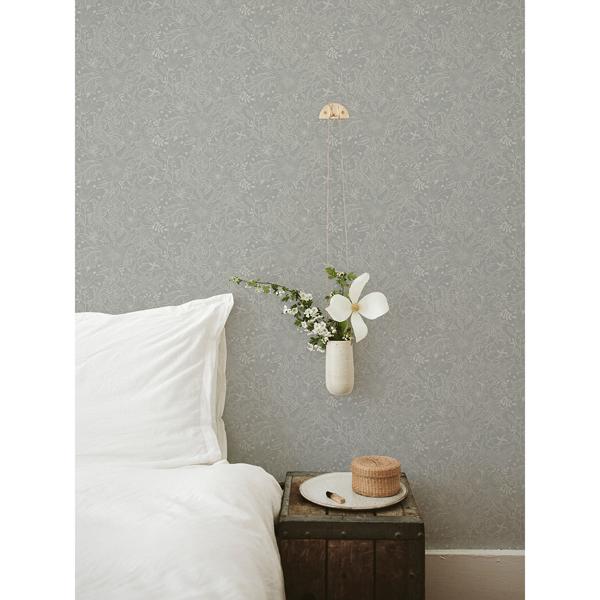 A Street Prints Wilma Grey Floral Block Print Wallpaper