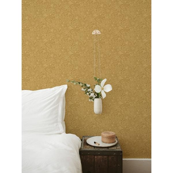 A Street Prints Wilma Yellow Floral Block Print Wallpaper