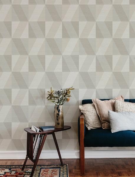 A Street Prints Winslow Bone Geometric Faux Grasscloth Wallpaper