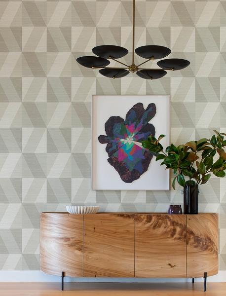 A Street Prints Winslow Bone Geometric Faux Grasscloth Wallpaper