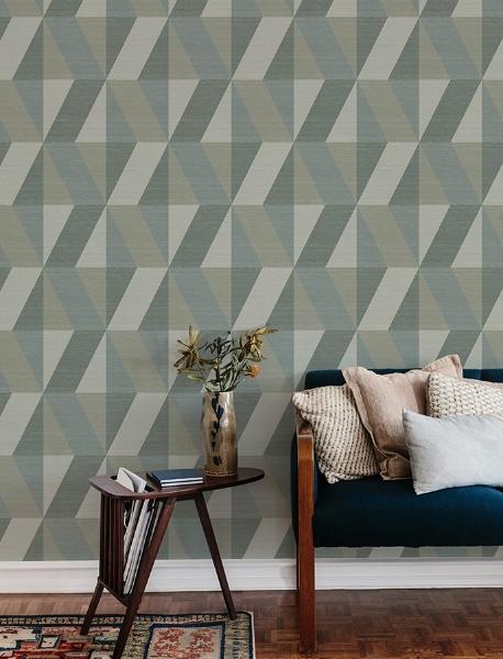 A Street Prints Winslow Green Geometric Faux Grasscloth Wallpaper